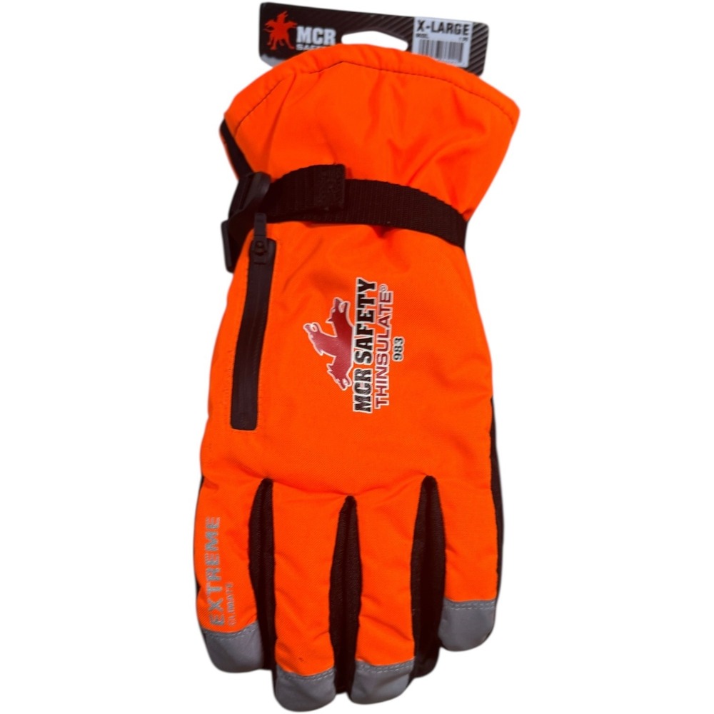 MCR Safety X-Large Orange Black Extreme Climate Thinsulate Work Gloves 983XL New